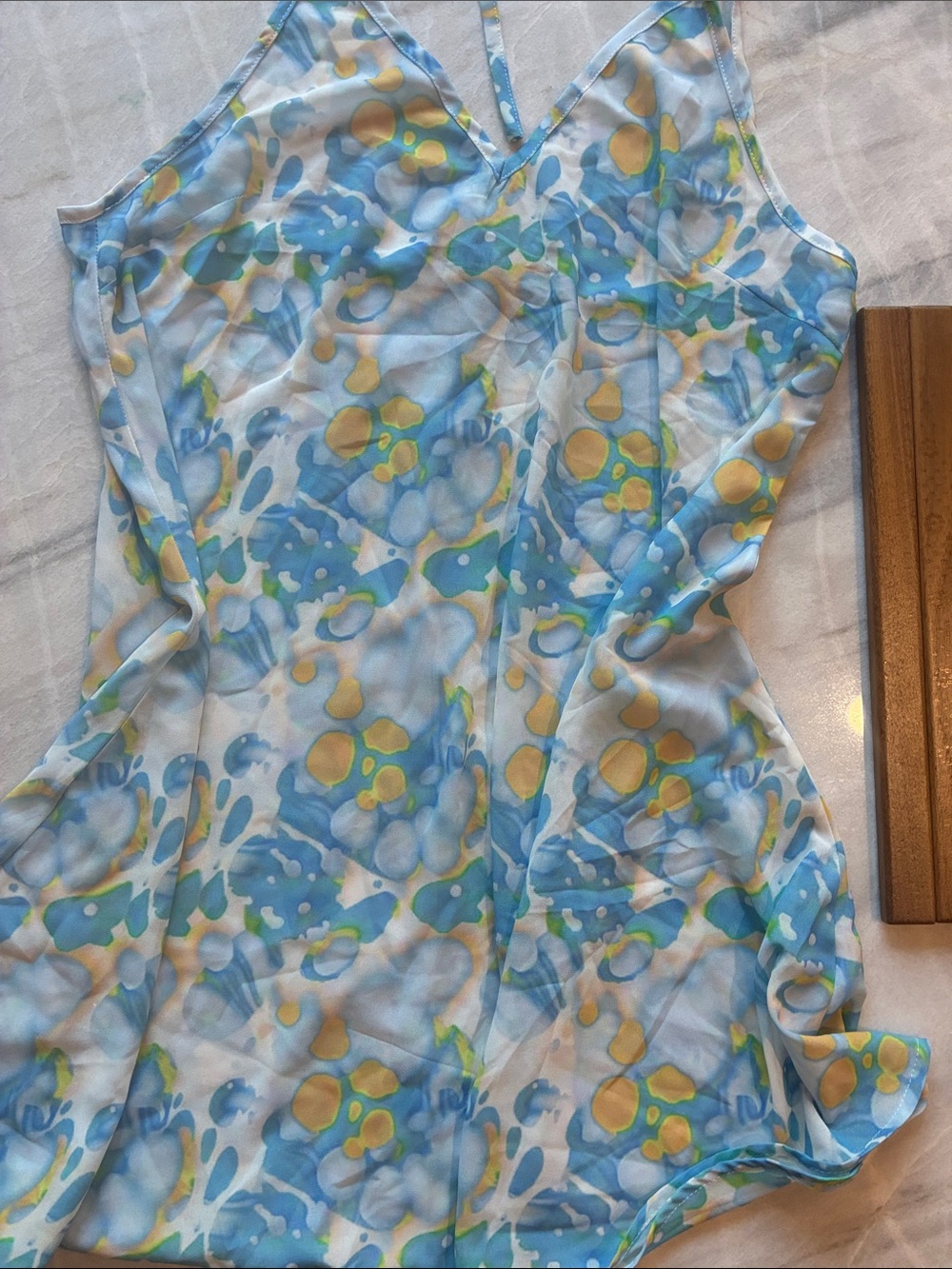 Nique Blue, Yellow & White Floral V-Neck Camisole